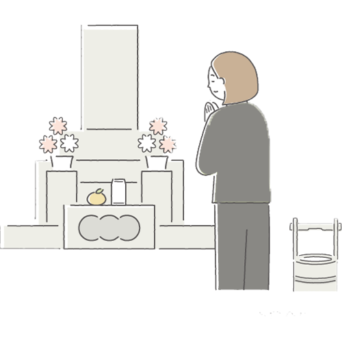 メモリーが大仙市・秋田市で家族葬の祭壇に手を合わせる喪主の様子