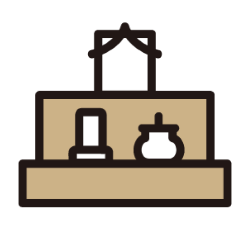 メモリーが大仙市・秋田市で火葬式プランの安置と出棺を手配している台飾りのイラスト